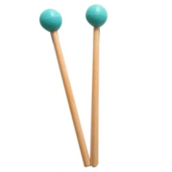 2Pcs Soft Rubber Sticks Wood Handle Mallets for Glockenspiel Xylophone Music Instruments Parts Green