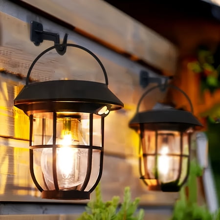 2Pcs Solar Camping Lights, Tungsten Filament Ambient Lights, Portable Wall-Mounted Decorative Lanterns, Waterproof Solar Garden Lights for Courtyard, Indoor Corridor, Camping & Outdoor Decor