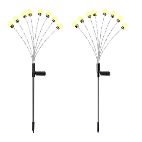 2-Pack Solar Firefly Pathway Stake Lights  IP65 Waterproof Outdoor Decor
