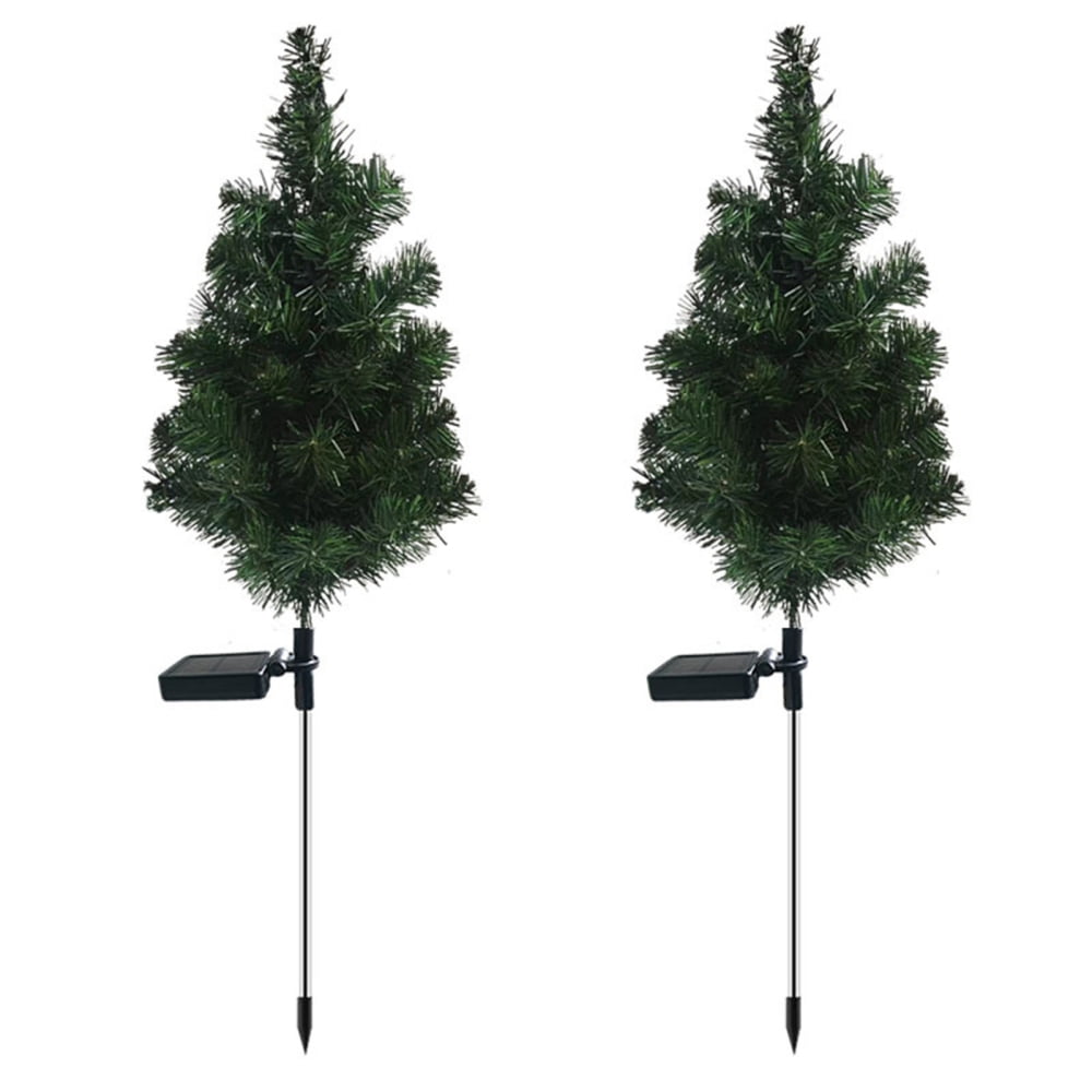 2Pcs Solar Garden Christmas Tree Stake Lights