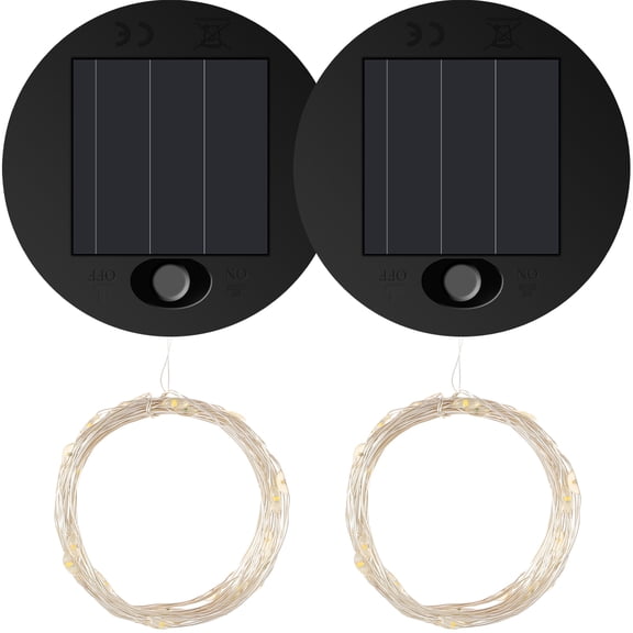2Pcs Solar Lantern Light Replacement Top with 30 LED String Light LED Solar Panel Lantern Lid Round Solar Lights Replacement Part for Watering Can Lights Outdoor Hanging Lanterns