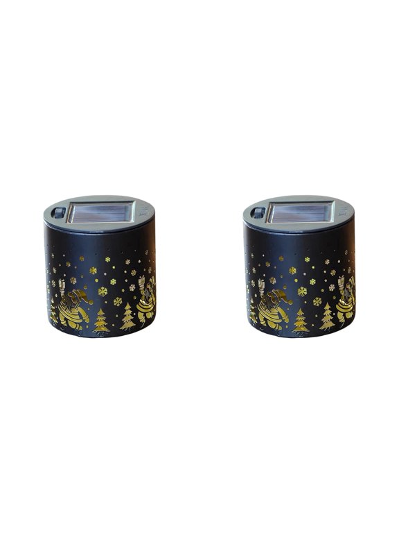 2Pcs Solar Pathway Lights Outdoor Christmas Theme Lanterns, LED Metal Garden Decor with Snowman Santa Snowflake Tree Patterns, Waterproof Yard Lawn Walkway Driveway Path Lighting for Patio Porch