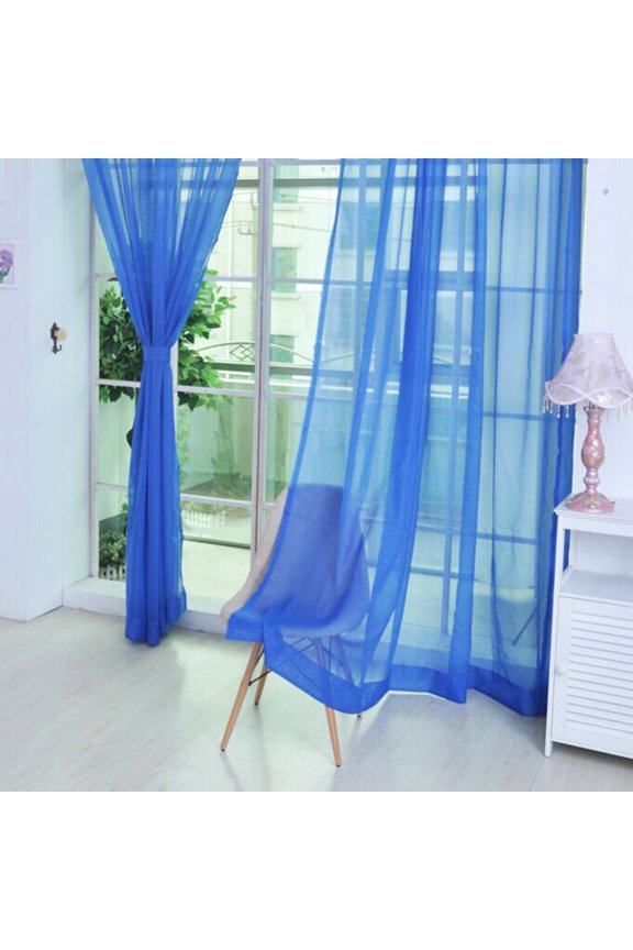 2Pcs Solid Color Sheer Voile Window Curtain Treatment Drapes 39" X 79"