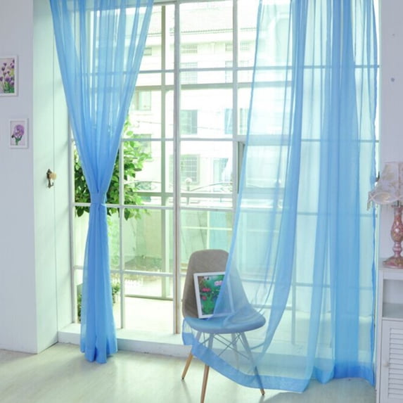2Pcs Solid Color Sheer Voile Window Curtain Treatment Drapes 39" X 79"