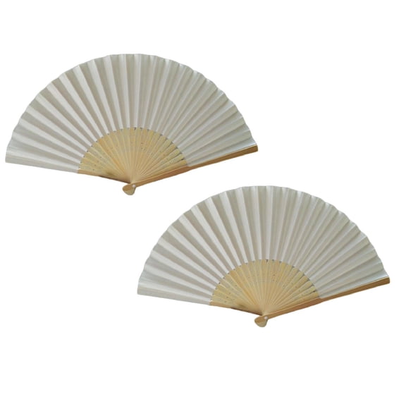 2Pcs Solid Fan Folding Folding Party Wedding Hand Dance Held Silk Pattern Color Tools Home Improvement Paper Fans Set