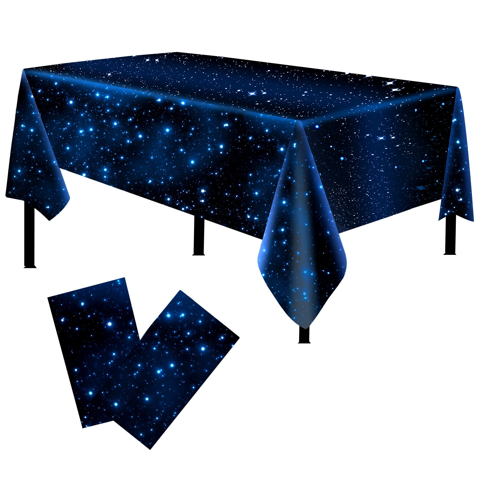 2Pcs Themed Space Tablecloth Starry Sky Night, Galaxy Table Cover