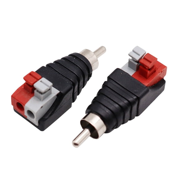 2Pcs Speaker Wire A/V Cable to Audio Male RCA Connector Adapter Jack Press Plug