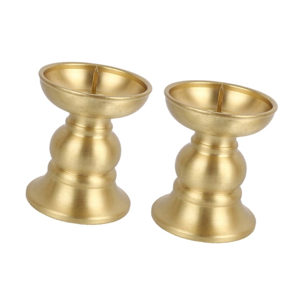 2Pcs Spiritual Ceremonies Brass Candelabra Temple Traditional Metal Candleholder Multipurpose Home Worship Accessories