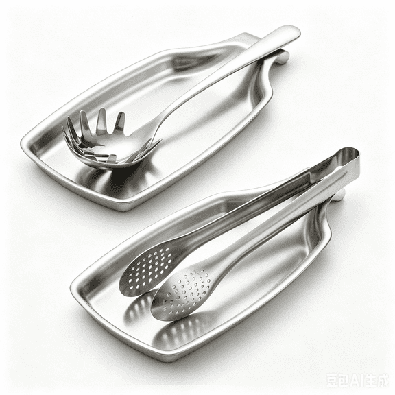 2Pcs Spoon Rest, Stainless Steel Spoon Holder for Stove Top, Kitchen Utensil Holder, Ladles Tongs Spatula Utensil Rest, Dishwasher Safe