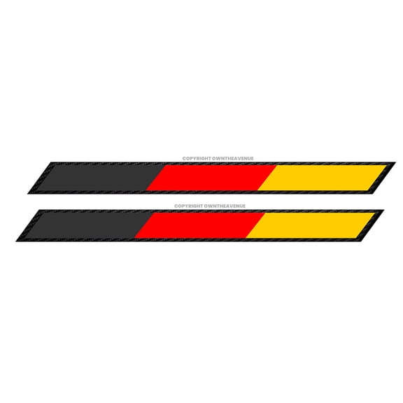 2Pcs Sport Style German Germany Racing Euro Stripes Flag Sticker Decals 6"