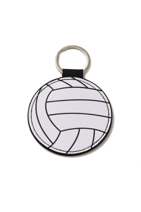 2Pcs Sport Theme PU Leather Keychain with Iron Ring Ball Baseball 4.6 Inch Colorful DIY