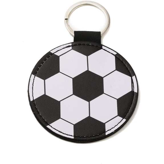 2Pcs Sport Theme PU Leather Keychain with Iron Ring Ball Football 4.6 Inch