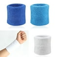 thumbnail image 1 of 2Pcs Sports Wristband Solid Color Absorbent Wrist Wrap Cotton Breathable Quick Dry Sweatband for Tennis Badminton, 1 of 7