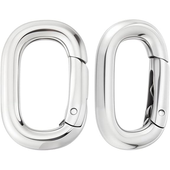 2Pcs Spring Oval Rings 0.8x0.5x0.12 Inch Stainless Steel Spring Gate Rings Small Metal Trigger Snap Hook Carabiners Buckle Clasps DIY