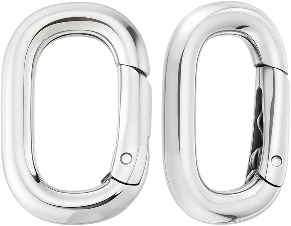 Spring Gates D Rings 2Pcs Spring Oval Rings 0.8x0.5x0.12 Inch Stainless Steel Spring Gate ...