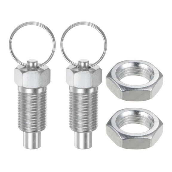2Pcs Spring Plunger 5/8"-14 Thread Size with Pull Ring Flat Head Retractable Index Plunger Galvanized