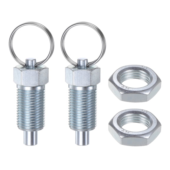 2Pcs Spring Plunger with Pull Ring M16*1.50.96" Thread Length Pin Dia.8mm Flat Carbon Steel Non-Locking