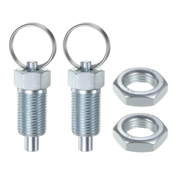 2Pcs Spring Plunger with Pull Ring M16*1.50.96" Thread Length Pin Dia.8mm Flat Carbon Steel Non-Locking