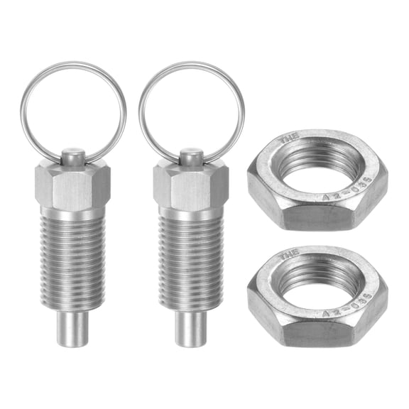 Uxcell Spring Plunger with Pull Ring Thread Length Pin Dia Flat Stainless Steel Non-Locking 24.5mm 2