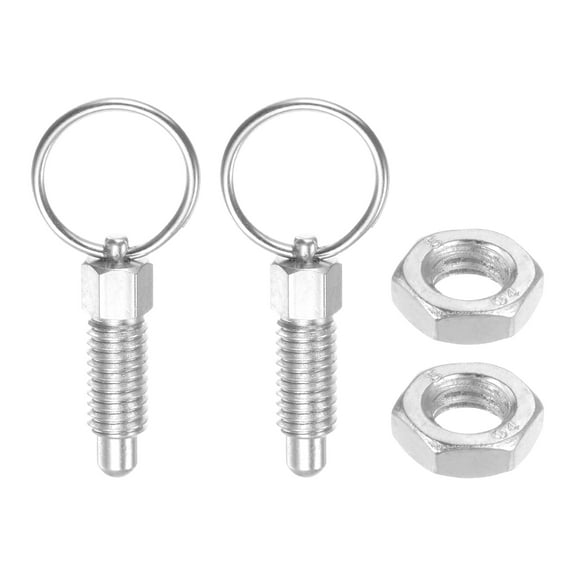 2Pcs Spring Plunger with Pull Ring M6*1 0.47" Thread Length Pin Dia.4mm Round Carbon Steel Non-Locking