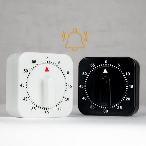 2Pcs Square 60 Minute Mechanical Kitchen Timer,Chef Cooking Timer Clock with Loud Alarm,No Batteries Required - Kitchen Learning Management Timer Magnetic Backing with Fridge Magnets