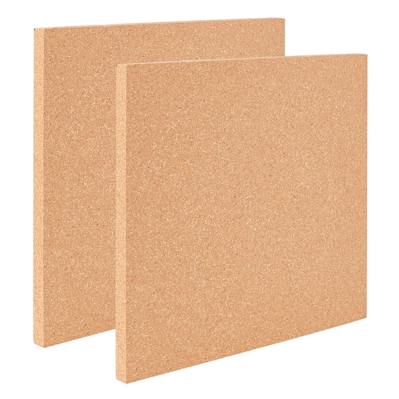 2Pcs Square Cork Bulletin Boards 11.8x11.8 Inch Wood Cork Board 0.6 Inch Thick Square Wooden Board Tiles for Wall Decoration Party and DIY Crafts