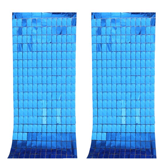 2Pcs Square Foil Fringe Backdrop Curtain Tinsel Curtain Backdrop for Birthday, Wedding, Party Decor