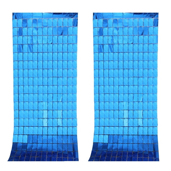 2Pcs Square Foil Fringe Backdrop Curtain Tinsel Curtain Backdrop for Birthday, Wedding, Party Decor