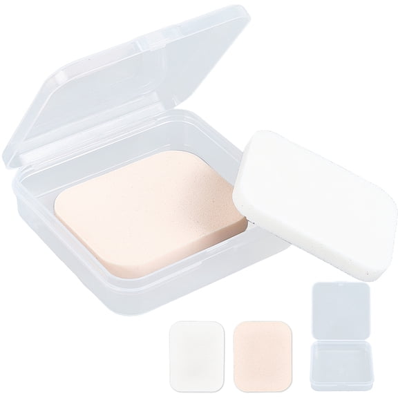 2Pcs Square Makeup Sponge Cosmetic Sponge with 1 Travel Case Square Foam Pad Makeup Foundation Blender Compact Facial PuffDIY