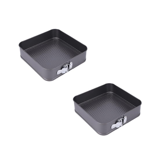 2Pcs Square Non Stick Springform Cake Pan With Clip Closure Metal Baking Dish Removable Bottom For Easy Release Bakeware