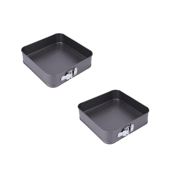 2Pcs Square Non Stick Springform Cake Pan With Clip Closure Metal Baking Dish Removable Bottom For Easy Release Bakeware