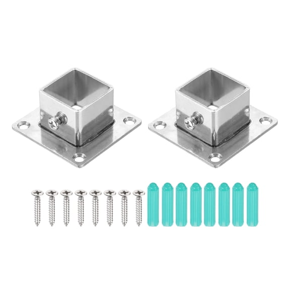 2Pcs Square Post Base, 2mmT Stainless Steel Flange Bases Deck Post Brackets for Deck Fence Mounting Fits 1" x 1" Posts Fittings