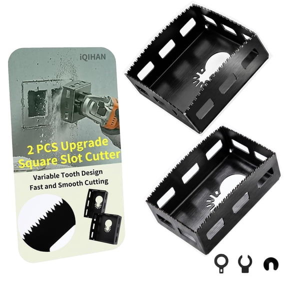 2Pcs Square Slot Cutter, Drywall Outlet Cutter for Oscillating Tools | Drywall Outlet Cutter Compatible with Dewalt 20V & Milwaukee M18, Electrical Box Cutting Tool for Single Gang Wall Box