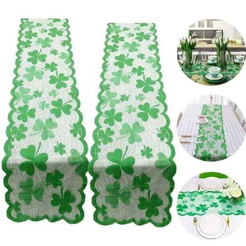 2Pcs St.Patrick'S Day Table Runner Seasonal Kitchen Dining Table Runner For Home