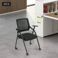 thumbnail image 1 of 2Pcs Stackable Conference Room Chairs with Wheels, Heavy Duty Folding Office Chair with Rebound Lumbar Support - Ergonomic Rolling Guest Chairs for Training, Waiting Area, Portable & Space Saving, 1 of 13