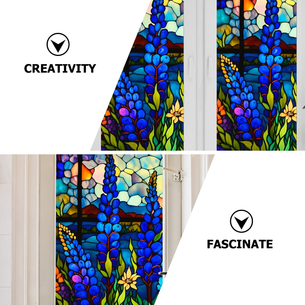 2Pcs Stained Glass Window Film Vintage Privacy Glass Film Static Cling