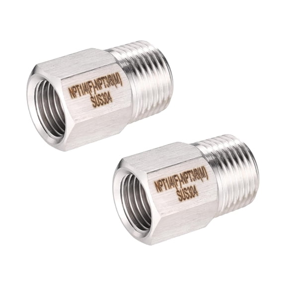 2Pcs Stainless Steel 3/8 To 1/4inch Adapter Hexagonal Connector High Pressure Pipe Fitting Adapter For Water Line Connec