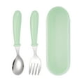 thumbnail image 1 of 2Pcs Stainless Steel Baby Tableware Set Portable Baby Spoon And Fork Set With Storage Box Cute Baby Cutlery Set Self Feeding Learning Dishwasher Baby Equipment For Chil Tableware, 1 of 5