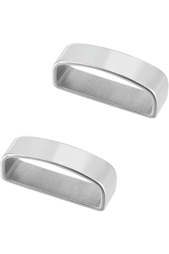 2Pcs Stainless Steel Belt Loop Keeper Metal Men's Belt Buckle Belt Keeper Large Hole for Men's Belt Fixing Men's Belt Buckle Accessories 40x14.5mm grey