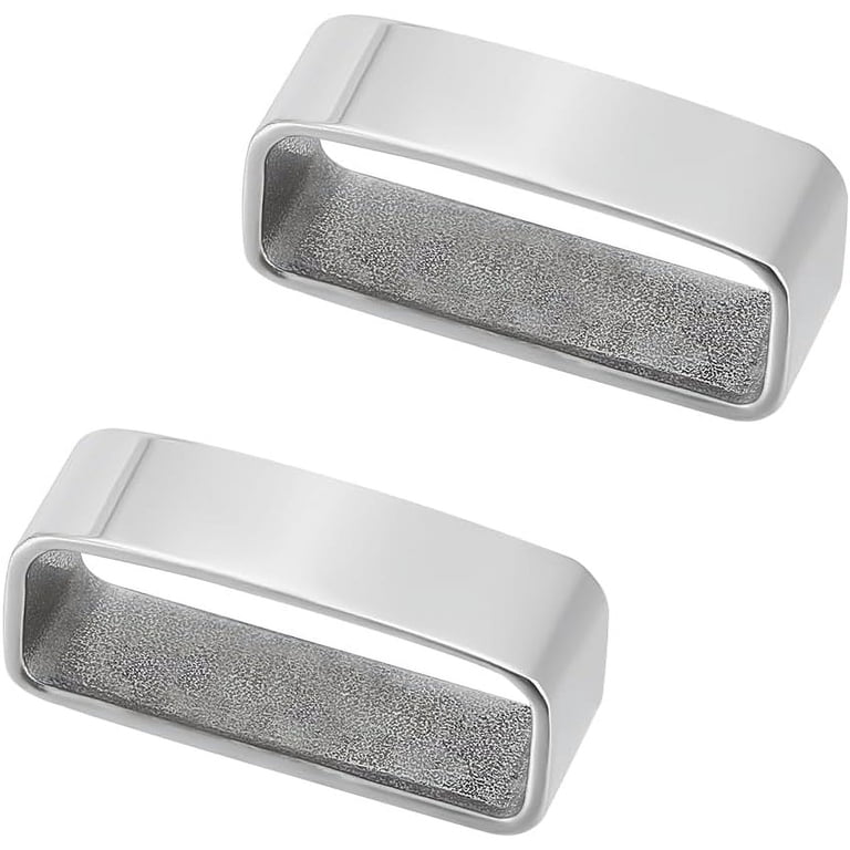 2Pcs Stainless Steel Belt Loop Keeper Metal Rectangles Large Hole