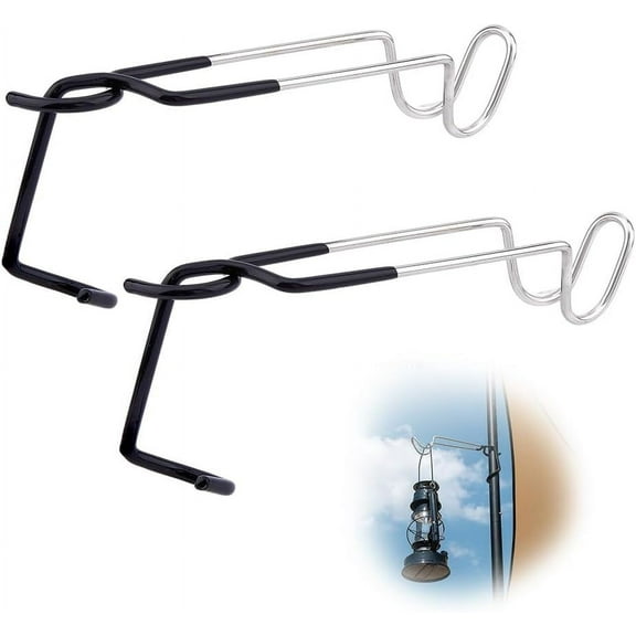 2Pcs Stainless Steel Camping Lantern Hooks Hangers Multi-Purpose Tent Light Outdoor Lamp Hanger Non Slip Lamp Pole Hanger