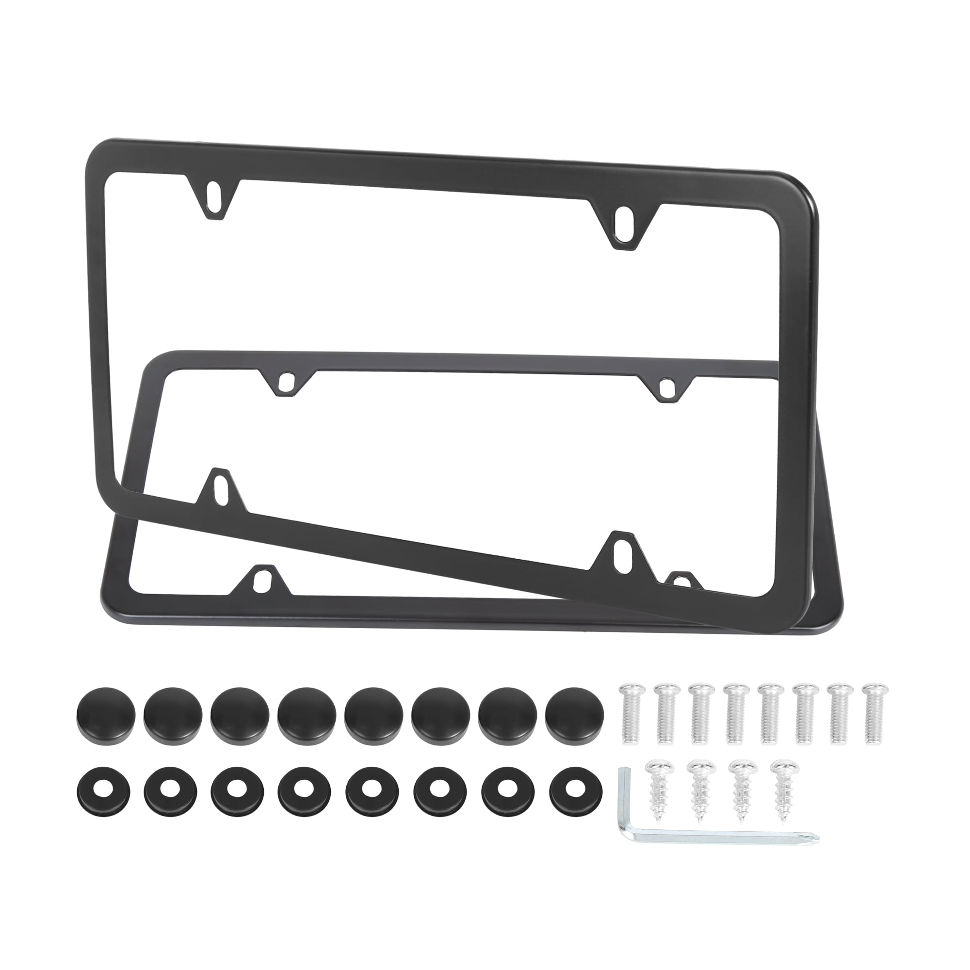 2Pcs Stainless Steel Car Front Rear License Plate Frame Bracket w Screw