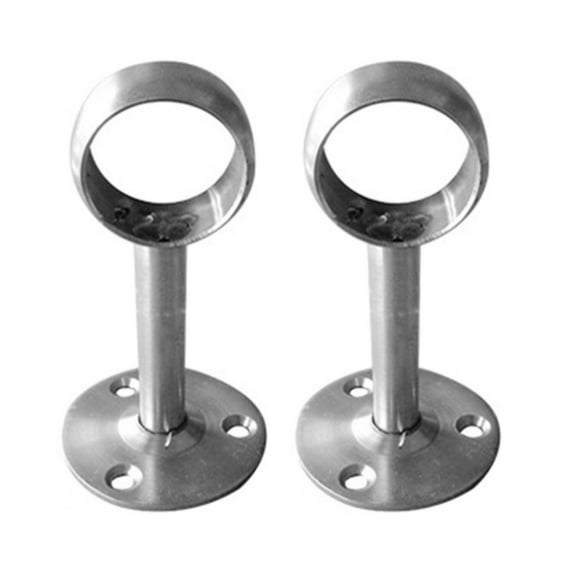 2Pcs Stainless-Steel Ceiling Mount Bracket Closet Rail End Flange Supports