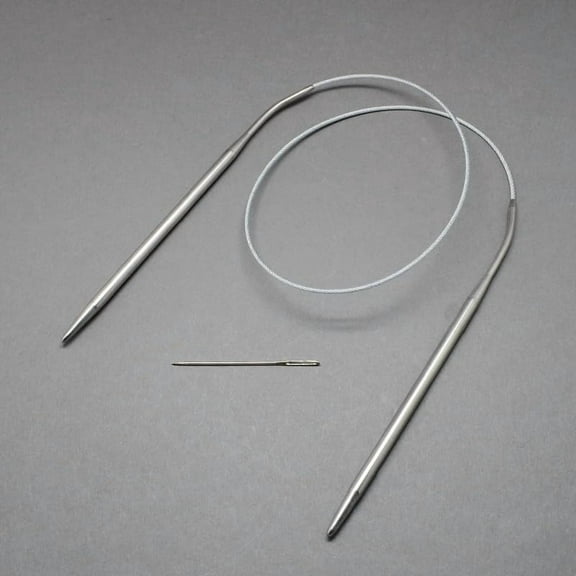 2Pcs Stainless Steel Circular Knitting Needles and Tapestry Needles Set 650x4mm Durable Wire Craft for Knitting for Women Sweater Scarf Garment Projects Mixed Color