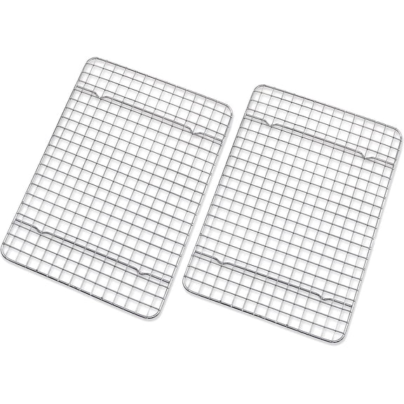2Pcs Stainless Steel Cooling Rack, Heavy Duty Baking Rack for Oven Cooking, Oven Safe Grid Wire Cookie Cooling Racks for Cooking, Bacon, Cookie Cooling Rack (9 x 6.7 x 1 Inch)