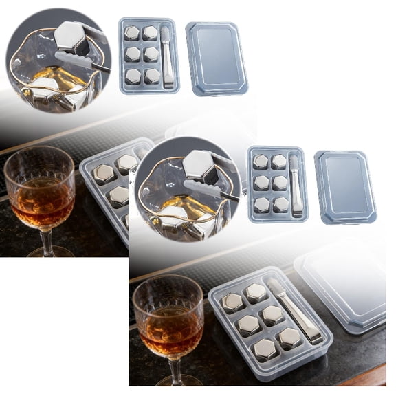 2Pcs Stainless Steel Cube | Reusable Ice Stone Beverage Cold Stone Cold Stone High Reusable Stainless Steel For Refreshing Drinks Ice Cube Mold