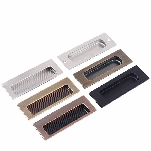 Masteelf 2Pcs Stainless Steel Dark Embedded Drawer Handle Push Pull Door Wardrobe Handle with Screws(1)