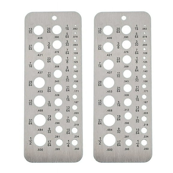 2Pcs Stainless Steel Drill Gauges for 1/16 Inch to 1/2 Inch Size Bits, Bolt and Wire Diameter Index Gauge, 29-Hole
