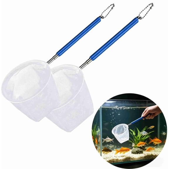 2Pcs Stainless Steel Fish Nets for Aquarium, Gentle Nets for Small Fish, Shrimp, Fry in Fish Tanks & Aquarium Accessories( 3 & 4 Inch)