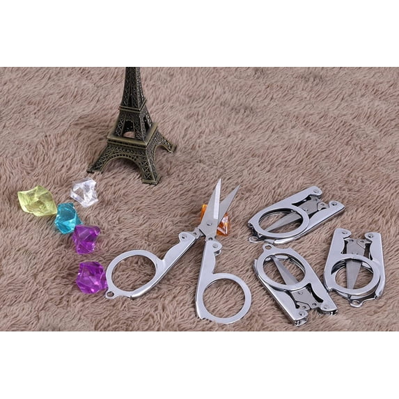 2Pcs Stainless Steel Folding Small Scissors Travel Scissors Sewing Scissors Portable Mini Scissors